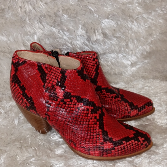 Snakeprint Red Python Alberto Zago Ankle Booties - Picture 2 of 7